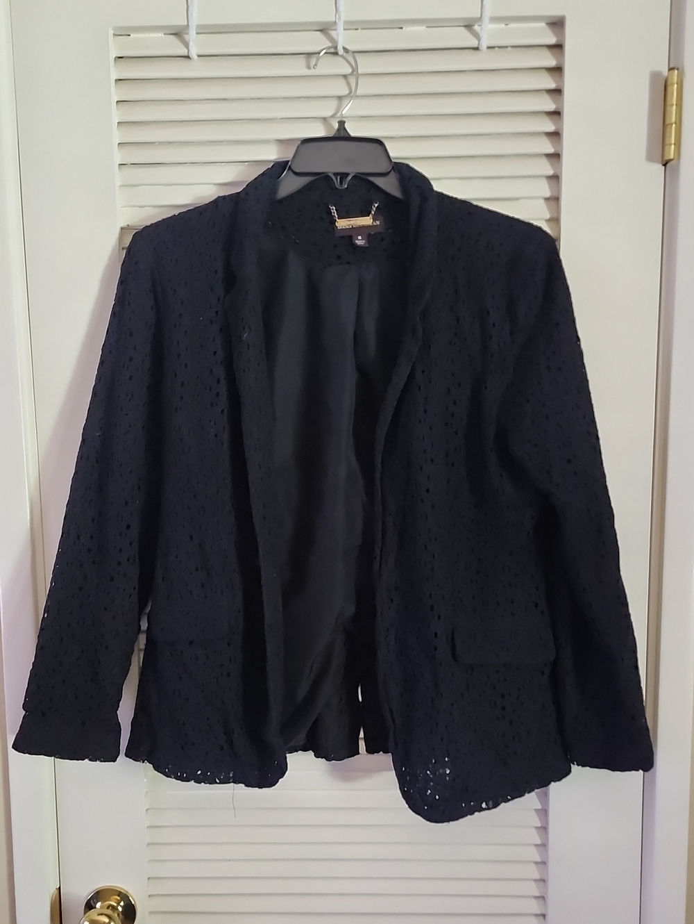 Dana Buchman Black Eyelet Open-Front Blazer